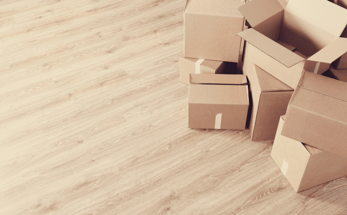 Cardboard boxes on the floor